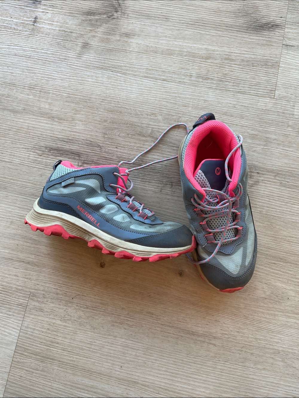 Merrell Gray and Pink Trail Running Shoes